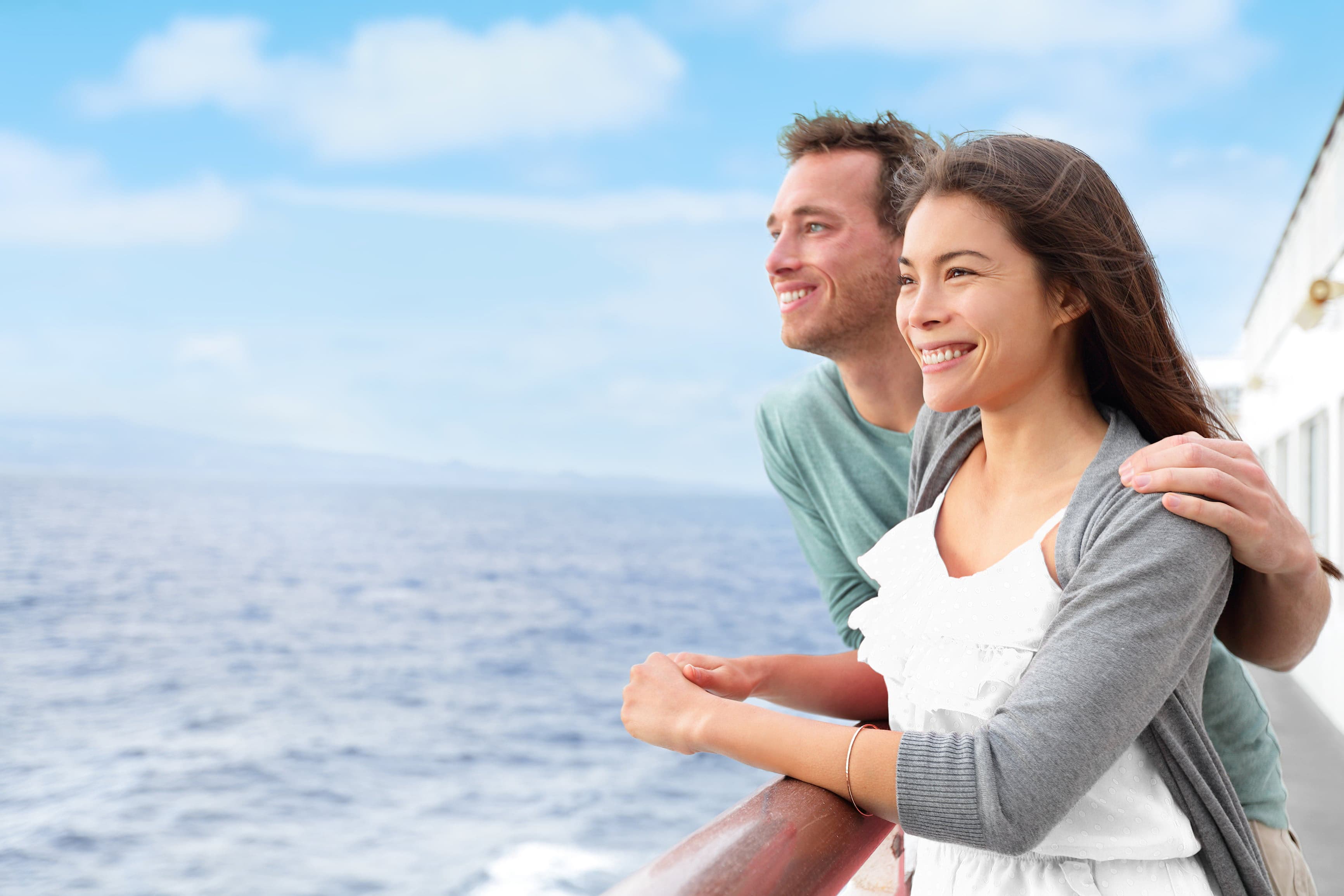 Happy people enjoying a ferry ride